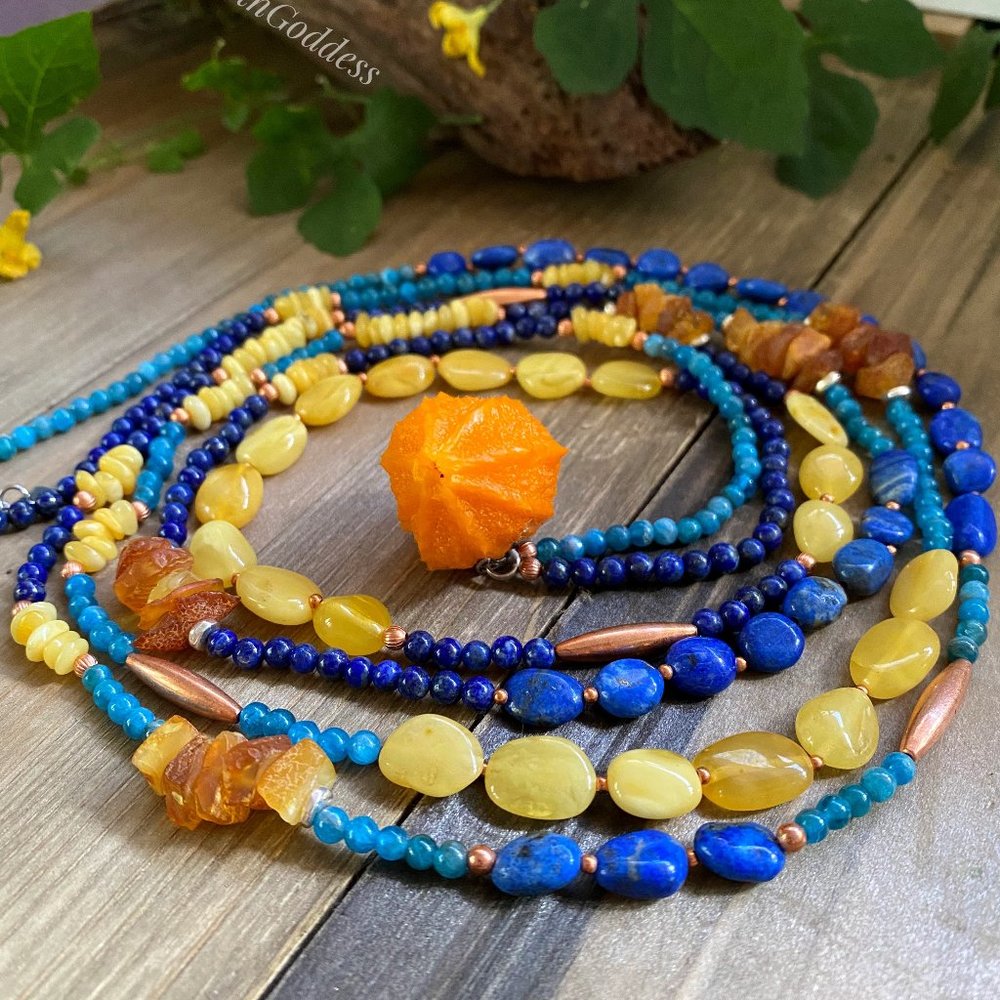 Baltic Amber Blue Dream Necklace XL